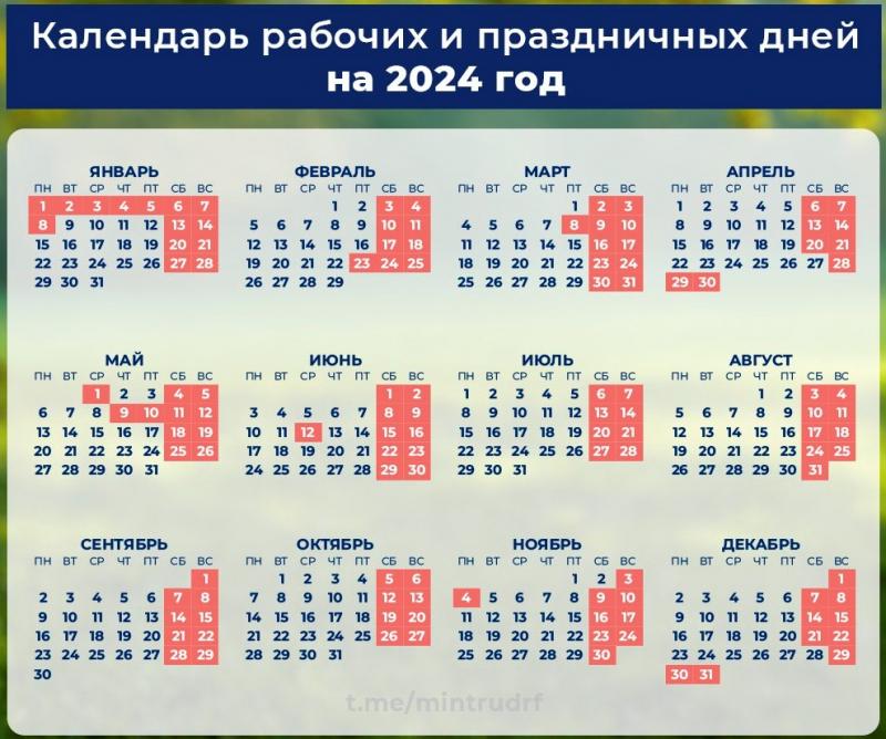 10 дней на Новый год и 8 – на майские: Минтруд опубликовал график выходных  на 2024 год - «Вести КАМАЗа»