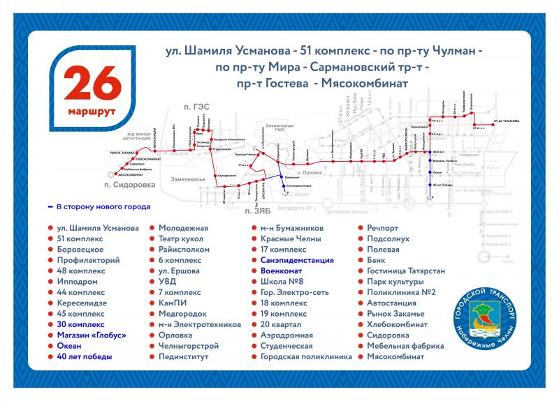 Новые маршруты автобусов в Набережных Челнах 2025 +схемы
